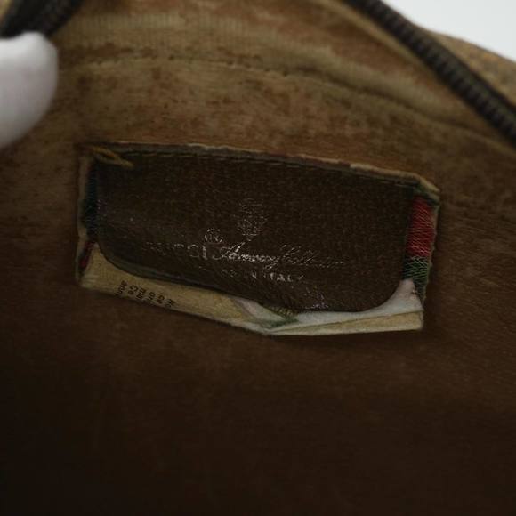 GUCCI GG Canvas Web Sherry Line Clutch Bag PVC Leather Beige Green Auth ep1670 - Picture 10 of 16